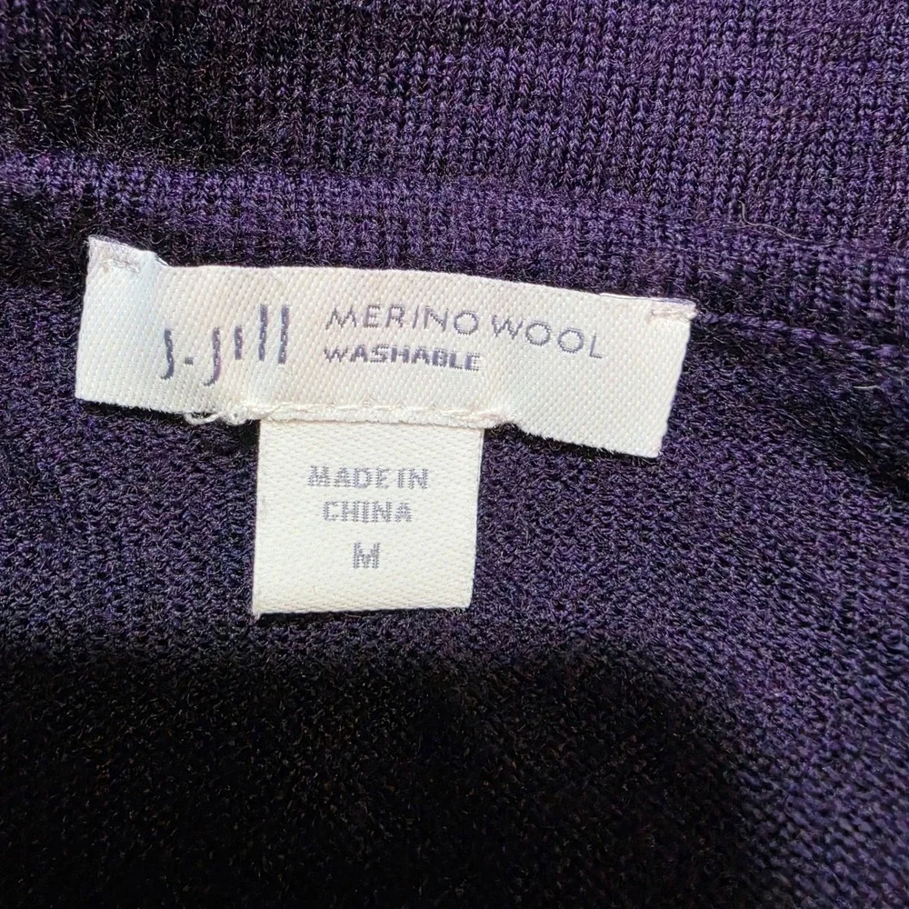 J. Jill Women Medium Sweater Purple 100% Merino Wool Long Sleeve Crewneck Career